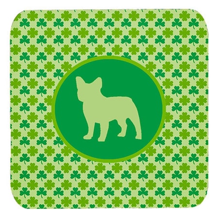 French Bulldog Lucky Shamrock Foam Coasters- Set Of 4